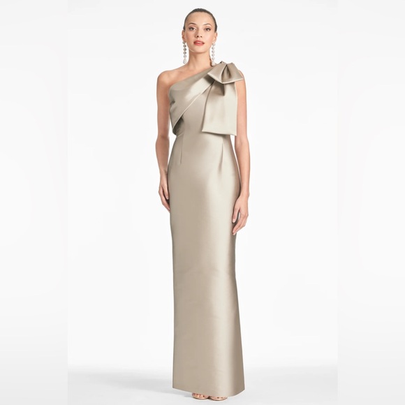 NEW - SACHIN AND BABI - BONNIE ONE SHOULDER BOW DRESS - PEWTER - SIZE 10 - Picture 2 of 5